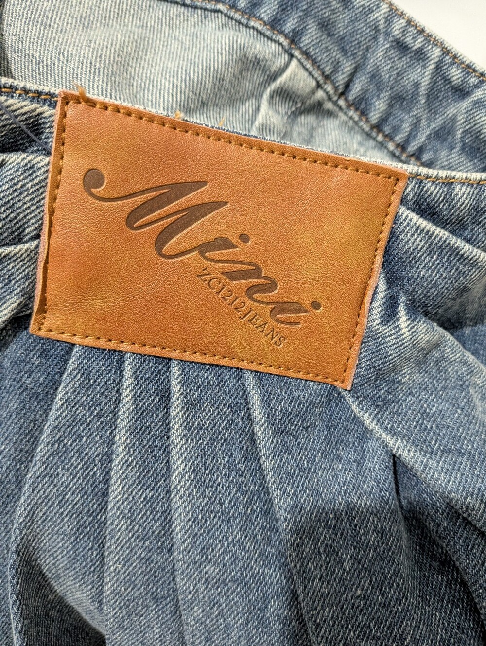 Commense Asymmetric Pleated Denim Mini Skirt - Picture 7 of 16